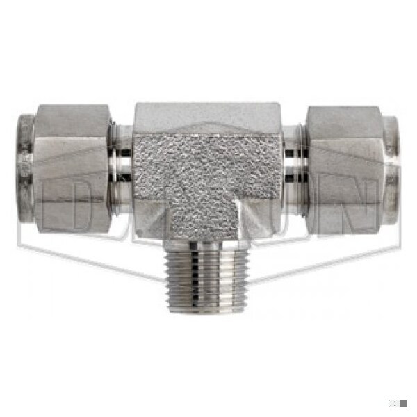 The Right Connection Instrumentation Branch Tee, 1/4 in x 1/4-18, Tube x MNPT, 316 SS, Domestic